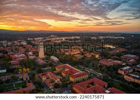 Aerial View of a famous private College in Palo Alto, California Royalty-Free Stock Photo #2240175871