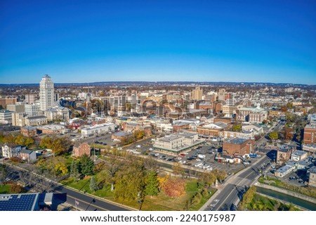 Aerial View of Elizabeth, New Jersey during Autumn Royalty-Free Stock Photo #2240175987