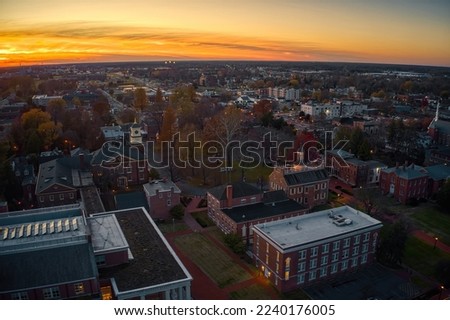 Aerial View of Dover, Delaware during Autumn at Dusk Royalty-Free Stock Photo #2240176005