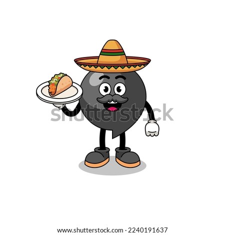 Character cartoon of comma symbol as a mexican chef , character design