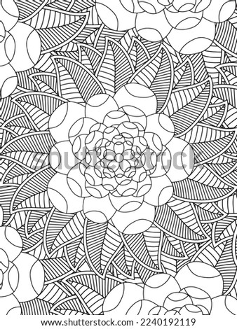  Abstract background doodle floral pattern in black and white. A page for coloring book: fascinating and relaxing job for children and adults. Zentangle drawing. Flower carpet in a magic garden vector