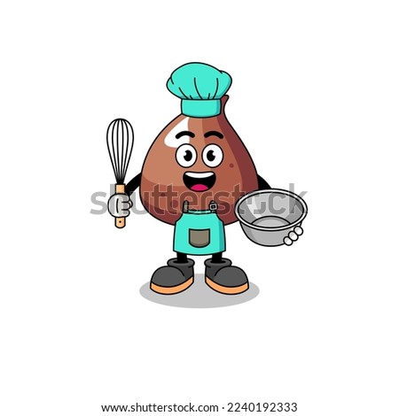 Illustration of choco chip as a bakery chef , character design