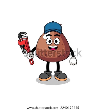 choco chip illustration cartoon as a plumber , character design