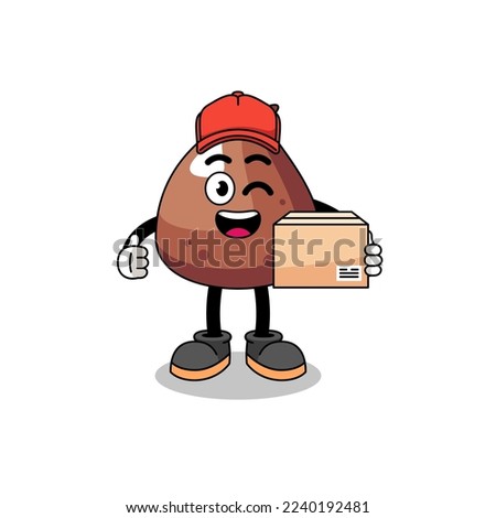 choco chip mascot cartoon as an courier , character design