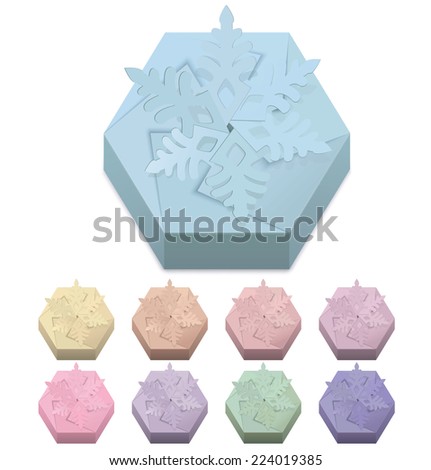 Christmas gift boxes with snowflake. Vector illustration
