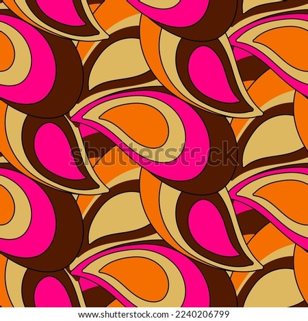 Abstract Hand Drawing Geometric Layered Paisleys Seamless Vector Pattern Isolated Background Royalty-Free Stock Photo #2240206799