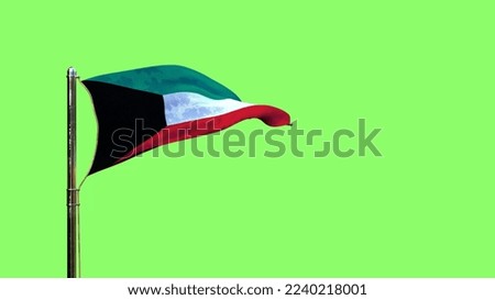 waving flag of Kuwait for veterans day on green screen, isolated - object 3D illustration
