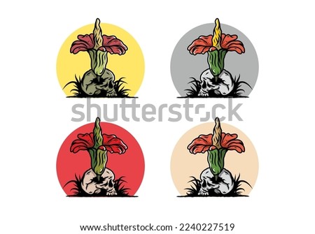 Illustration design of the Corpse flower growing on the skull
