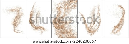 Set Of Coffee Color Grain Texture Isolated on White Background. Chocolate Shades Confetti. Brown Particles. Digitally Generated Image. Vector Illustration, EPS 10. Royalty-Free Stock Photo #2240238857
