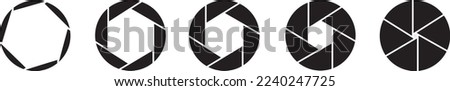 Vector black camera shutter icons set Royalty-Free Stock Photo #2240247725