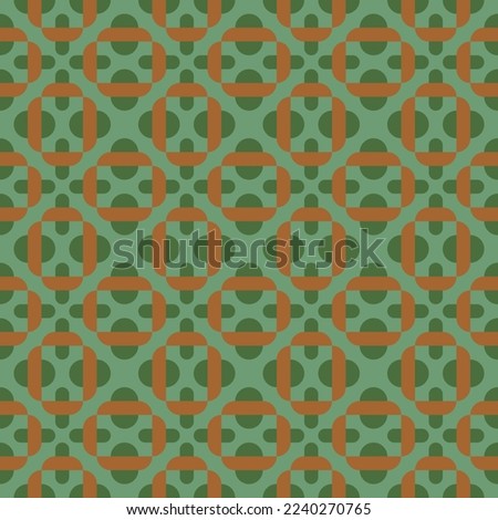 seamless green pattern with symmetric orange elements
