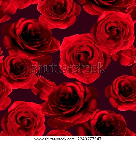 Rose seamless repeat pattern red Royalty-Free Stock Photo #2240277947