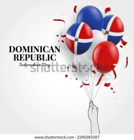 Vector illustration of Independence Day in the Dominican Republic. Hand with balloons.
 Royalty-Free Stock Photo #2240283287