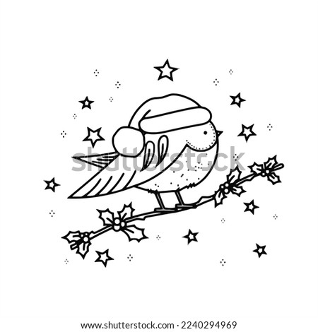 Bird Coloring Page Colored Illustration