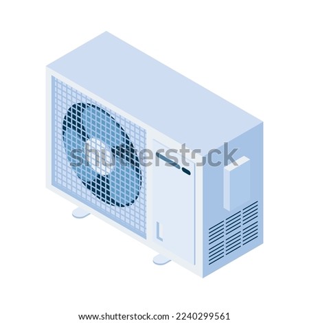 Home climate control isometric composition with isolated icon of domestic appliance on blank background vector illustration