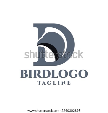 letter D logo with an illustration of a bird head. good for any business logo.