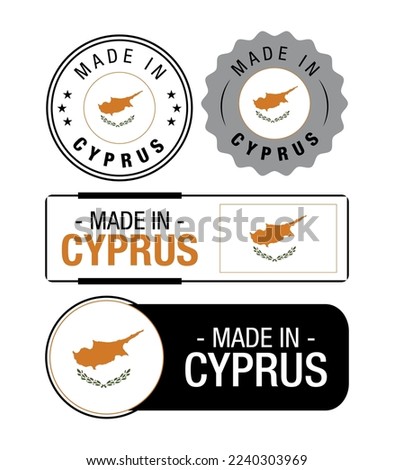 Set of Made in Cyprus labels, logo, Cyprus Flag, Cyprus Product Emblem. Vector illustration