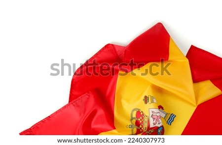 Flag of Spain on white background, top view Royalty-Free Stock Photo #2240307973
