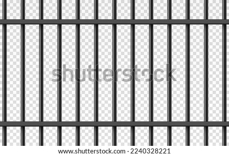Vector prison cage on isolated transparent background. Iron fence png, iron bars png. Prison, crime, prisoner. Royalty-Free Stock Photo #2240328221