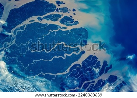 Aerial view of Ganges River Delta, Bangladesh, India. Elements of this image furnished by NASA.