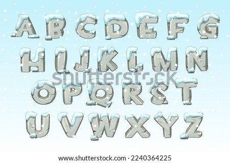 Stone alphabet set with snow
