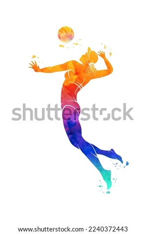 Volleyball player with a ball. Vector illustration of a beach volleyball player with a ball. Sketch for creativity.