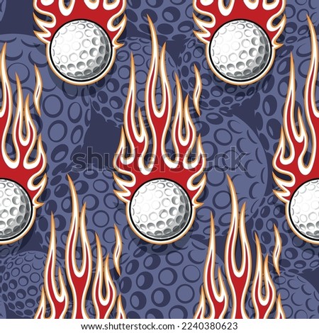 Golf balls in burning fire flame seamless pattern background. Golf balls repeating tile vector art image wallpaper texture.