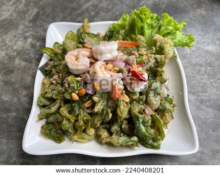 Salad with boiled shrimp,Chonburi Thailand.