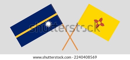 Crossed flags of Nauru and the State of New Mexico. Official colors. Correct proportion. Vector illustration
