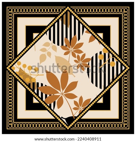 Golden chain with tropical pattern. Vector Illustration.