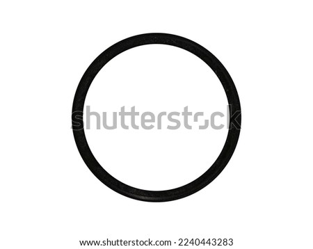 Metal black filter frame for camera lens isolated on white background.