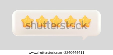 3d bubble rating five stars for best excellent services rating for satisfaction. 3d 5 star for quality customer rating feedback concept from client employee, product review. 3d 5 star vector render  Royalty-Free Stock Photo #2240446411