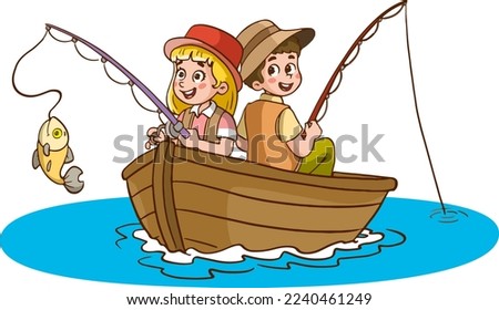 children fishing in the sea by boat