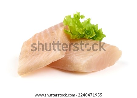 Tilapia fish fillet, isolated on white background Royalty-Free Stock Photo #2240471955