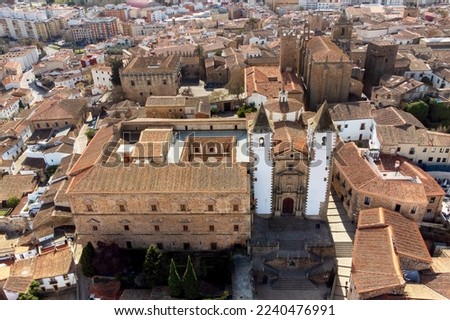 Aerial view of Caceres, Unesco world heritage in Extremadura, Spain. High quality photography . 