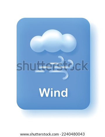 Button or icon for weather mobile app or website. Snow weather forecast element. Cloud and snowflakes on blue background. 3d Vector illustration.