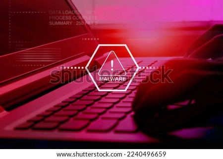 Malware attack virus alert , malicious software infection , cyber security awareness training to protect business information from threat attacks Royalty-Free Stock Photo #2240496659