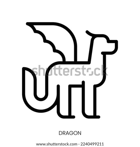 dragon icon. Line Art Style Design Isolated On White Background