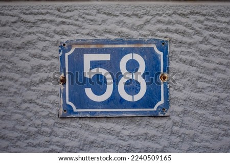 the number fifty eight blue plate