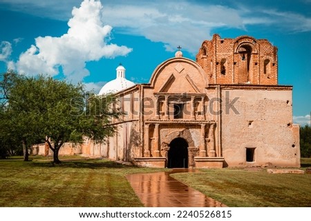 Tumacacori National Park in Arizona home to the 19th century spanishFranciscian mission church pictured here after a fresh summer heavy rainfall. Isn't it beautiful?
