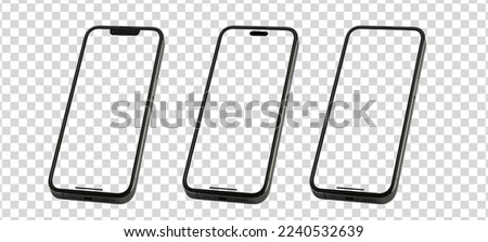 Mockup smart phone new generation free screen Transparent and Clipping Path isolated for Infographic Business web site design app 