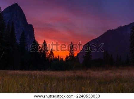 Yosemite Valley California after sunset Royalty-Free Stock Photo #2240538033