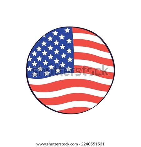 USA, United States of America, American flag isolated cartoon vector round icon.
