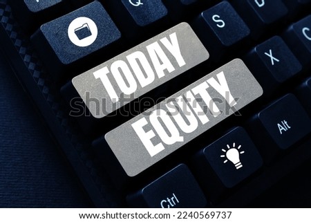 Text sign showing Equity. Business approach quality of being fair and impartial race free One hand Unity