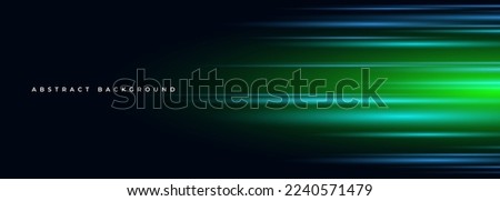 Black modern wide abstract technology background with glowing high-speed and movement light effect. Vector illustration Royalty-Free Stock Photo #2240571479