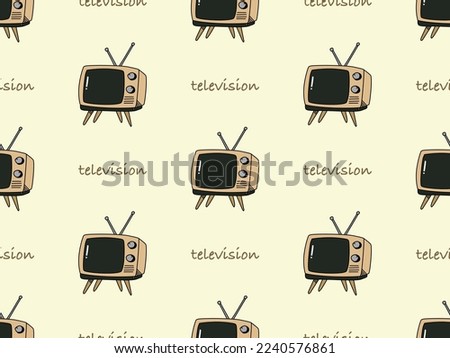 Television cartoon character seamless pattern on orange background