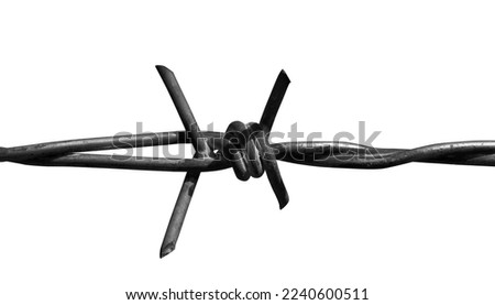 Sharp Barbed Wire, War Iron Barbed Wire. Barbed wire to prevent burglars Royalty-Free Stock Photo #2240600511