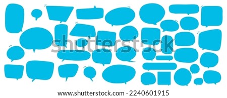 Set of speak bubble text, chatting box, message box outline cartoon illustration design. Balloon doodle style of thinking sign symbol. color cute and lovely chat speech sticker. box, text, dialog, art
