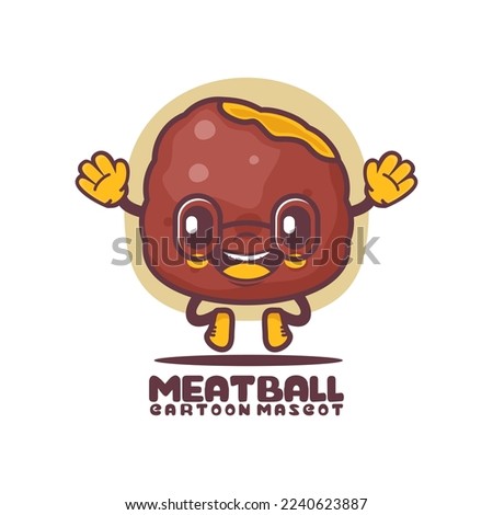 meatball cartoon mascot. food vector illustration. isolated on a white background