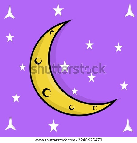 Crescent moon vector illustration with star blend